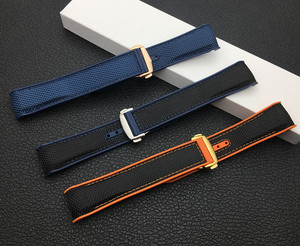 <span class=keywords><strong>OMEG</strong></span> a Sea-master Planet Ocean Strap 8800 9900 Bracelet de montre en caoutchouc orange <span class=keywords><strong>OMEG</strong></span>-A bracelets de montre en nylon 20mm 22mm - Product Image 4