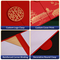 Carpeta de Certificado Personalizada Estilo Chino con Estampado Dorado en Caliente, Páginas Interiores Imprimibles, Porta Diplomas y Premios