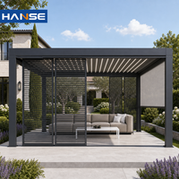Pergola bioclimatique moderne en aluminium avec toit électrique réglable, revêtement poudré, imperméable, écologique, pour patio extérieur