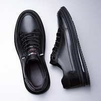 Nouvelle marque de baskets en cuir de vache noir pour hommes, lacets élastiques rapides, exportation d'usine de Wenzhou, chaussures décontractées sans marque, vente chaude en Afrique