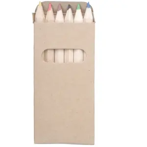 3.5 인치 날카로운 천연 나무 연필 상자 6 개 컬러 드로잉 연필 세트