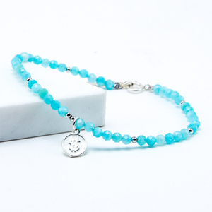 Nuovo Arrivo Dei Monili di Modo 3 millimetri Amazonite Pietra Naturale Borda Il Braccialetto Con 925 Dollari D'argento di Fascino - Product Image 1