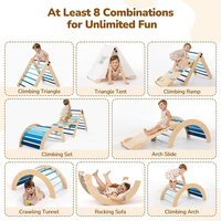 Structure d'escalade pour enfants en bois pliable 8 en 1 pour tout-petits, avec rampe en arc et échelle