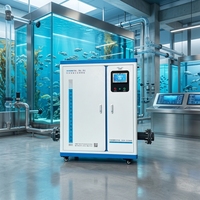 Mobiel RAS waterzuiveringssysteem voor zeewaterkweek, inclusief drukvatpomp en PLC-motor.