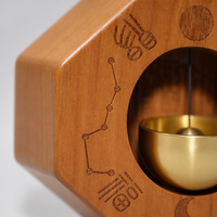 Cloche de porte chinoise Feng Shui en laiton poli en forme de calebasse, motif des constellations Fu Lu Shou, ornement décoratif fait main à suspendre pour la maison