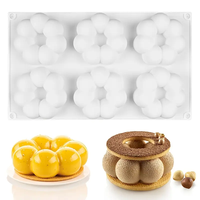 Moule en silicone 6 cavités motif floral pour gâteaux mousse, ensemble d'ustensiles de cuisson pour desserts, pâtisseries, bougies, outils de pâtisserie pour la cuisine et les fêtes