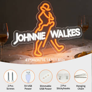 שלט ניאון LED של ג'וני ווקר, מופעל באמצעות USB, ניתן לעמעום, קישוט קיר תלוי - Product Image 2