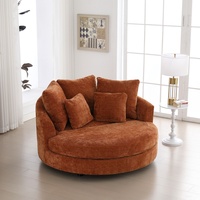 Modernes Einsitziges Chenille-Relaxsofa mit Gepolstertem Stoffbezug in Runder Form für Wohnzimmer und Schlafzimmer