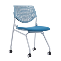 Chaise de bureau ergonomique moderne en maille, réglable en hauteur, pliable, à dossier ouvert, empilable et rotative, pour la formation, vente en gros sur mesure