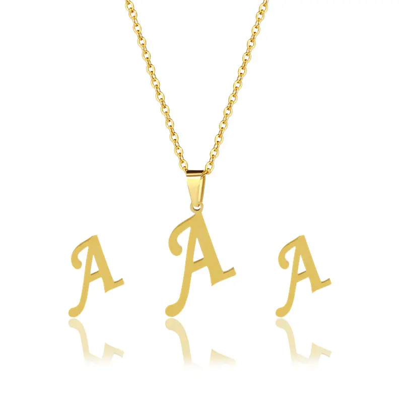 Groothandel Custom Fashion Gold Rvs Sieraden 26 Engelse Letter Oorbellen Hanger Oorbellen Set Voor Vrouw