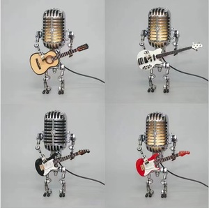 Lampe robot de guitare de microphone <span class=keywords><strong>en</strong></span> métal à l'ancienne transfrontalière avec lumière décoration de la maison ornements de décoration de barre - Product Image 2