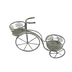 Semitree — Pot de <span class=keywords><strong>brouette</strong></span> en fer forgé gris, artisanat en métal, jardinière de vélo - Product Image 1