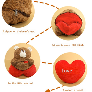 Oso y Corazón Reversibles <span class=keywords><strong>de</strong></span> Peluche: Almohada <span class=keywords><strong>de</strong></span> Juguete al por Mayor, <span class=keywords><strong>Regalo</strong></span> Romántico <span class=keywords><strong>para</strong></span> el Hogar, Sofá, Dormitorio, <span class=keywords><strong>para</strong></span> Parejas y Enamorados - Product Image 2