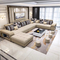 Sofá Reclinable Grande con Superficie de Tela en Forma de U y Cojín de Esponja, Modelo BTFS004, para Hogar u Hotel, Exportado a Más de 50 Países