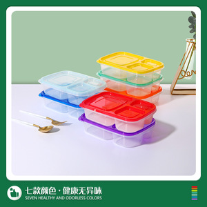 Three Compartment Transparent <b>Plastic</b> Lunch <b>Box</b> With Lid Microwave Safe For Office Meal Storage - Product Image 5
