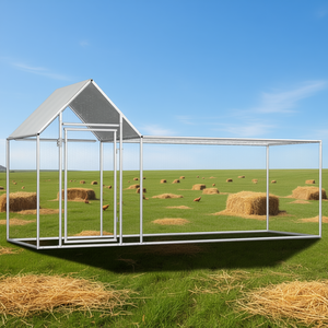 Gallinero de acero galvanizado de 9.8'x3.3'x4.9' con techo y puerta para el alojamiento de aves de corral - Product Image 2