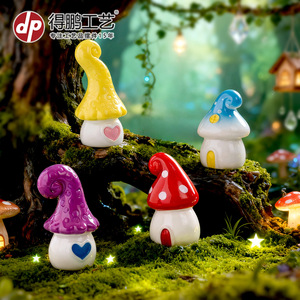 Mushroom Fairy House Resin Crafts <b>Miniature</b> Decor Home Decoration Desktop Ornament - Product Image 1