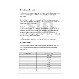 Fabricante de Boletos de Lotería Personalizados 20X, Boletos de Lotería con Recubrimiento UV, Impresión Digital - Product Image 4