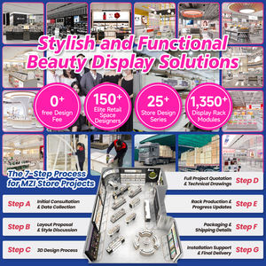 22-SYMLS-A Vitrine pour magasin de produits de beauté Série en acier inoxydable brossé argenté Conception de magasin de cosmétiques pour aménagement de magasin de détail - Product Image 3