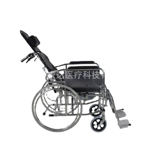 Fauteuil roulant manuel pliable réglable en alliage d'aluminium noir à dossier haut pour personnes âgées et handicapées, usage domestique - Product Image 3