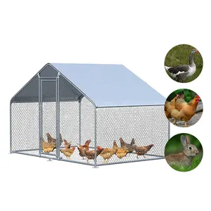 Modern Large Rabbit Hutch Bunny Cage Galvan Metal Chicken Coop For 8 Chickens