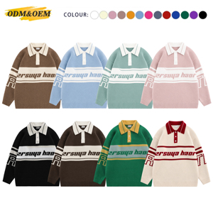 Suéteres Personalizados con Logotipo OEM para Hombre, Tejido Jacquard, Cuello Polo, de Algodón, Estilo Universitario, para Invierno - Product Image 4