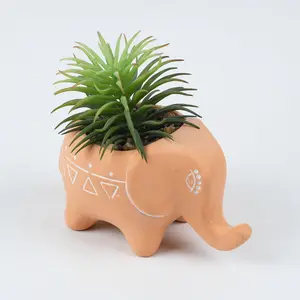 Groothandel Custom Animal Olifant Vormige Ingemaakte Kunstmatige Succulenten In Terracotta Potten Huis Tuin Decor