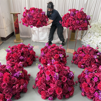IFG Suministros Florales al por Mayor, Bola de Flores de Rosa Rosa Intenso de 65 cm para Centros de Mesa de Boda