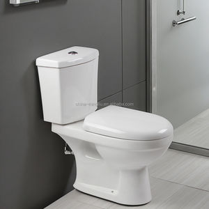 Inodoro y Lavabo de Cerámica Blanca de Dos Piezas con Doble Descarga, Montado en el Suelo, para Uso en Baños y Hoteles - Product Image 1