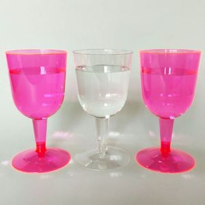 Verre à vin rouge transparent en plastique rigide PS de 180 ml, 6 oz, jetable, détachable, avec logo imprimable, pour fêtes de mariage - Product Image 1