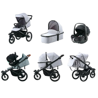 Poussette pliable Brightbebe avec cadre en aluminium léger, 3 pneus gonflables et housse de pluie pour les nouveau-nés jusqu'à 3 ans
