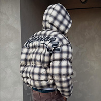 Vêtements d'hiver, vestes chaudes à carreaux, manteau épais surdimensionné, fermeture éclair extérieure, vestes matelassées à bulles, vestes matelassées personnalisées imprimées pour hommes