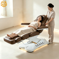 Lit de massage électrique portable large avec base LED, 3 moteurs, professionnel pour SPA, salon, hôtel, maison, massage des pieds