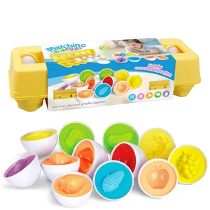 趋势产品2024新品12 pcs彩色3D益智兴趣教育游戏鸡蛋学习茎教育蒙特梭利玩具