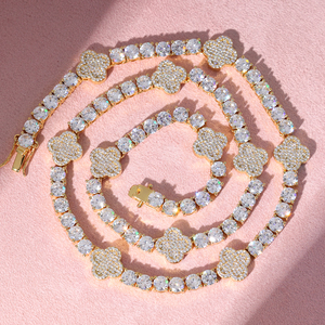 Nouvel Arrivage Collier Chaîne Tennis Fleur 5mm pour Femme, Noir, Style Hip Hop, entièrement serti de Zircon 5A, en Laiton, Bijou pour Cadeau - Product Image 3