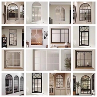 Ventanas abatibles en forma de arco con diseño de rejilla retro arqueada de estilo europeo para edificios históricos