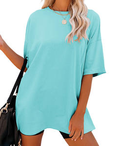 कस्टम ड्रॉप कंधे की टी-शर्ट महिलाओं के लिए महिलाओं की टी-शर्ट पहने सूती कपड़े पहने हुए महिलाओं की टी-शर्ट - Product Image 2