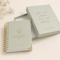 Carnet de planification A5 sans date à spirale Wire-O, couverture rigide, journal de bien-être, avec boîte cadeau personnalisée, impression OEM