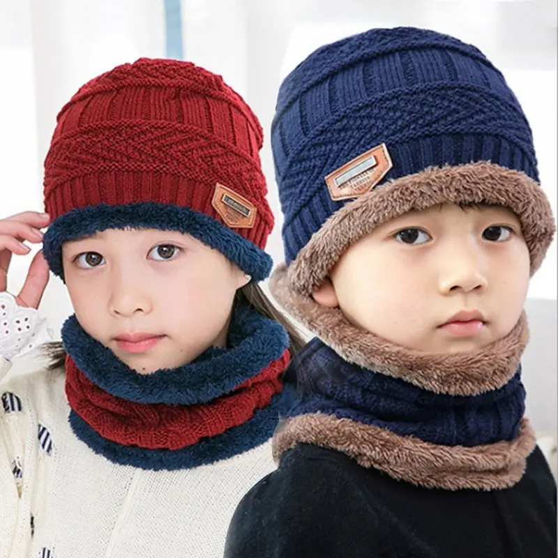 Günstiger Preis Big Kids Boys Winter mütze und Schal Set für Kinder Acryl Beanie Schal für Jungen Großhandel