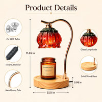 Lampe chauffe-bougie électrique rétro en verre, diffuseur d'arômes, brûleur de cire parfumée, pour chambre à coucher