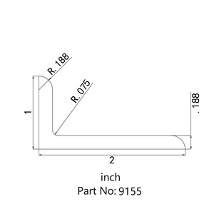 Fabricante de China 9155 50,8*25,4*4,78mm perfiles de ángulo de 90 grados Perfil de esquina de aluminio 25,4 50,8 76,2 - Product Image 3