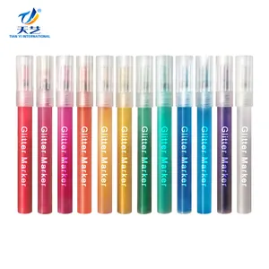 12 Farben Öl basierte dauerhafte wasserdichte DIY Porzellan Glitter Künstler Acrylfarbe Farben Markierung stift