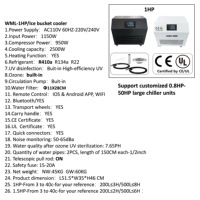Nouvelle conception, refroidisseur de bains de glace 1 CV, refroidissement et chauffage de l'eau par eau, refroidisseur de bains de glace, machine de refroidissement par immersion froide, baignoire de 1000 L