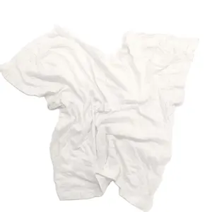 Paling Populer di 100% tekstil katun limbah Putih kaus kain lap industri kaus kaki klip katun limbah memotong kain lap untuk membersihkan