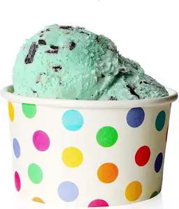 9 oz סיטונאי גביע גלידה מחיר מפעל אריזה מתכלה עם מכסה כפית יכול גודל ולוגו מותאמים אישית