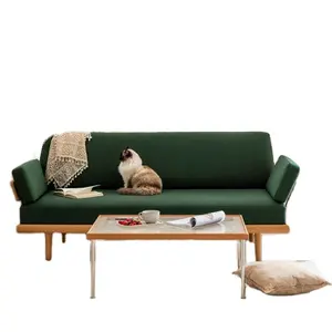 Arte de sofá nórdico, sala de estar contemporâneo e contratado para pessoas duplas pequena família móveis de madeira sólida