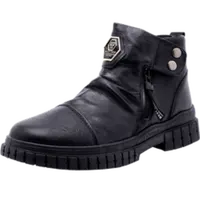 Мужские повседневные уличные зимние ботинки из искусственной кожи высокие мужские кроссовки без шнуровки теплая плюшевая обувь