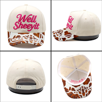 Casquette de baseball 5 panneaux personnalisable avec slogan, imprimé vache sur la visière, style vintage, toutes saisons, pour femme, idéale pour les voyages et les trajets quotidiens