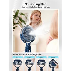 Ventilateur de refroidissement humidifiant et veilleuses ambiantes pour bébé poussette poulpe ventilateur de plafond rechargeable par USB - Product Image 6