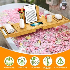 Nouveau Plateau de Baignoire Moderne Extensible Antidérapant Léger Compatible avec la Plupart des Baignoires, Support de Lecture pour Livres sur <span class=keywords><strong>Pont</strong></span> de Baignoire Extensible - Product Image 4